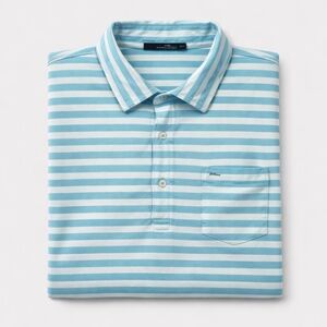 RLX Ralph Lauren Performance Polo Pocket Golf Shirt - Medium Stripes Blue White‎